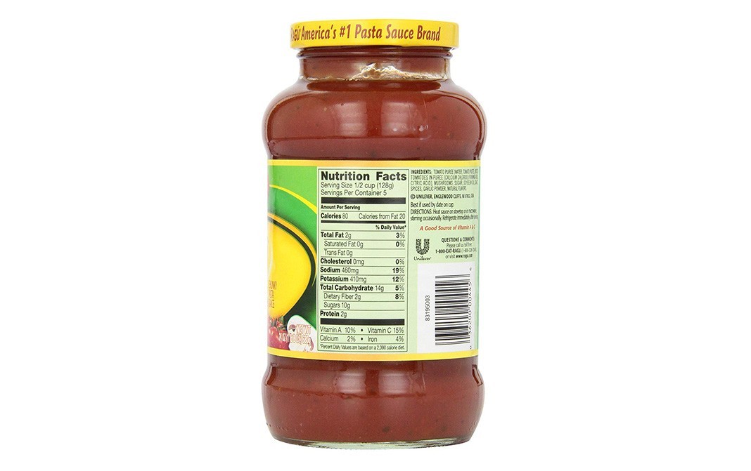 Ragu Super Chunky Mushroom, Chunky Pasta Sauce   Glass Jar  680 grams